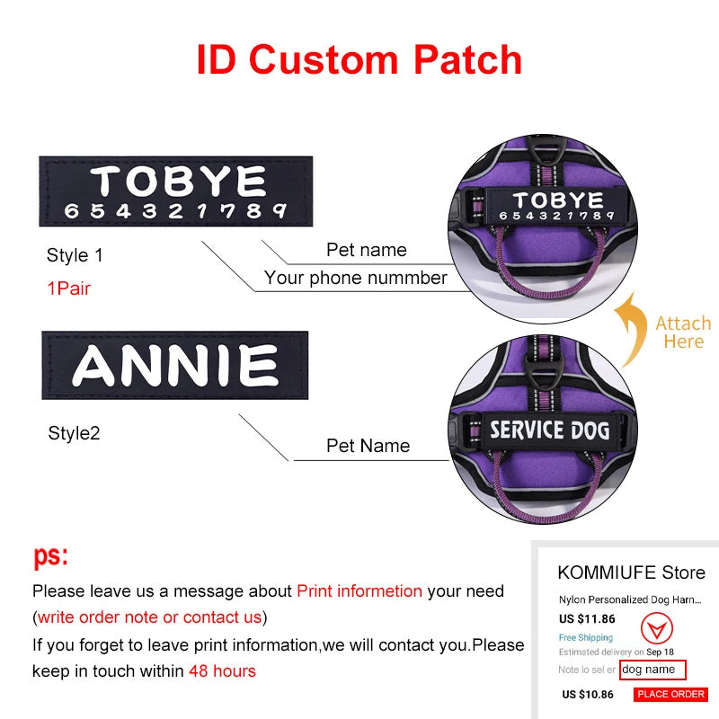 Personalized Reflective Dog Harness